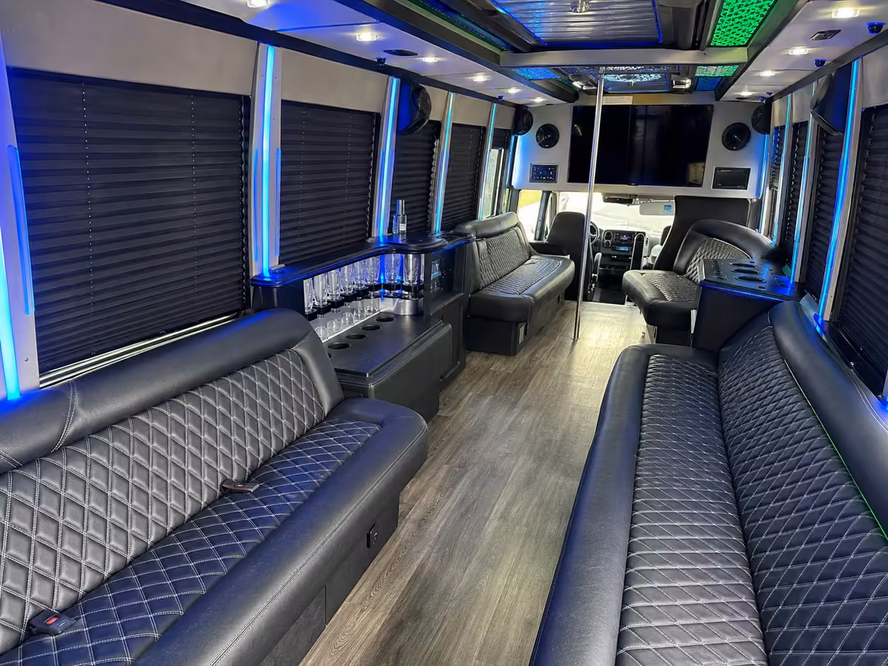 15 passenger party bus interior